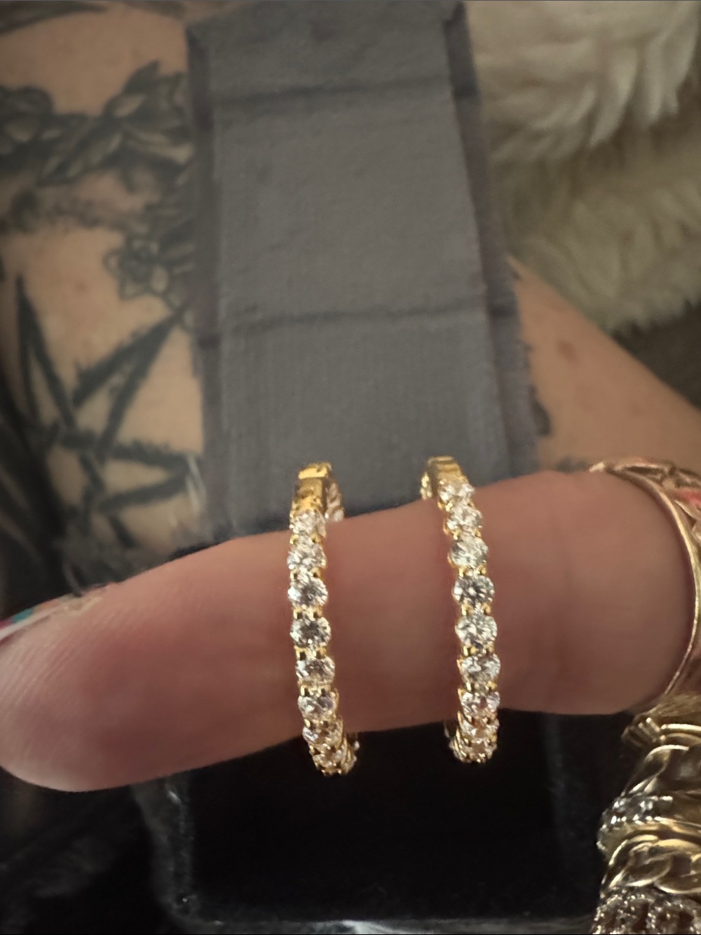 10k Gold moisanote Hoop Earrings - Sparkling Gold Hoops